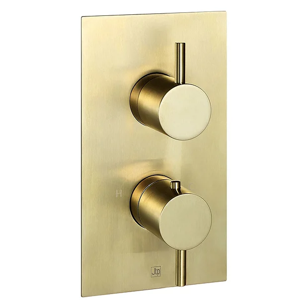 JTP Vos Brushed Brass Twin Outlet Thermostatic Concealed Shower Valve 4 JTP Vos Brushed Brass Twin Outlet Thermostatic Concealed Shower Valve - Image 2