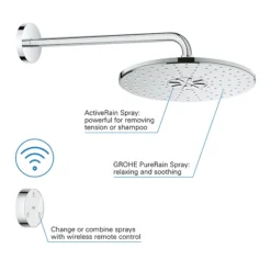 Grohe Rainshower SmartConnect 310 Shower Head & Arm With Wireless Remote 9 Grohe Rainshower SmartConnect 310 Shower Head & Arm With Wireless Remote -Triton Sales Store 26640000 d1n