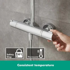 Hansgrohe Crometta S EcoSmart Showerpipe 240 Thermostatic Shower Mixer 12 Hansgrohe Crometta S EcoSmart Showerpipe 240 Thermostatic Shower Mixer -Triton Sales Store 27267000 d3n