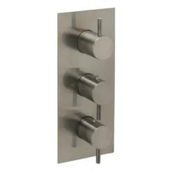 JTP Vos Brushed Black Triple Outlet Thermostatic Concealed Shower Valve Vertical