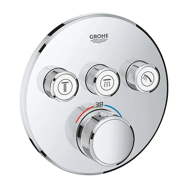Grohe Grohtherm SmartControl Thermostat Round 3 Outlet Concealed Mixer Trim - Chrome 3 Grohe Grohtherm SmartControl Thermostat Round 3 Outlet Concealed Mixer Trim - Chrome
