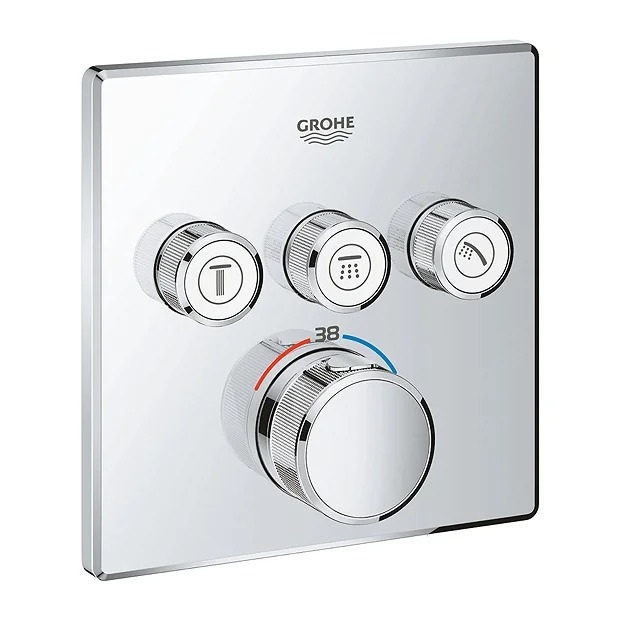 Grohe Grohtherm SmartControl Thermostat Square 3 Outlet Concealed Mixer Trim 3 Grohe Grohtherm SmartControl Thermostat Square 3 Outlet Concealed Mixer Trim