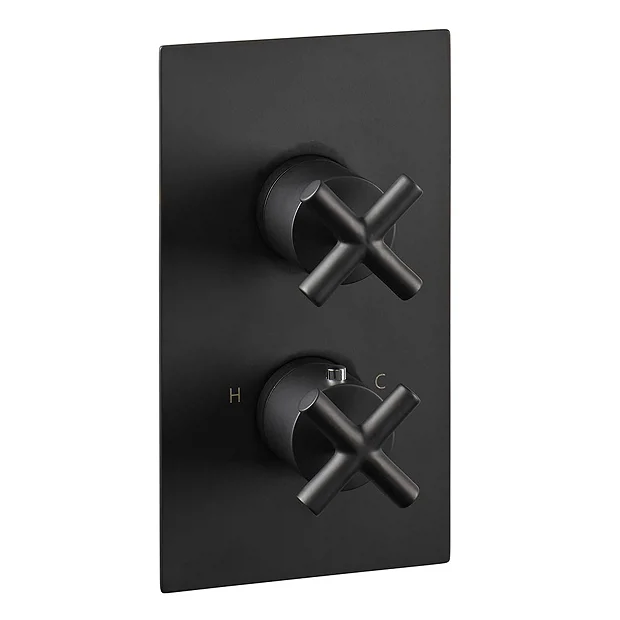 JTP Solex Matt Black Twin Outlet Thermostatic Concealed Shower Valve 4 JTP Solex Matt Black Twin Outlet Thermostatic Concealed Shower Valve - Image 2