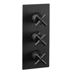 JTP Solex Matt Black Twin Outlet Thermostatic Concealed Shower Valve Vertical