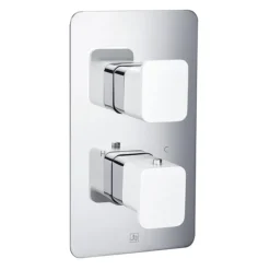 JTP Axel Twin Outlet Thermostatic Concealed Shower Valve With Matt White Handles