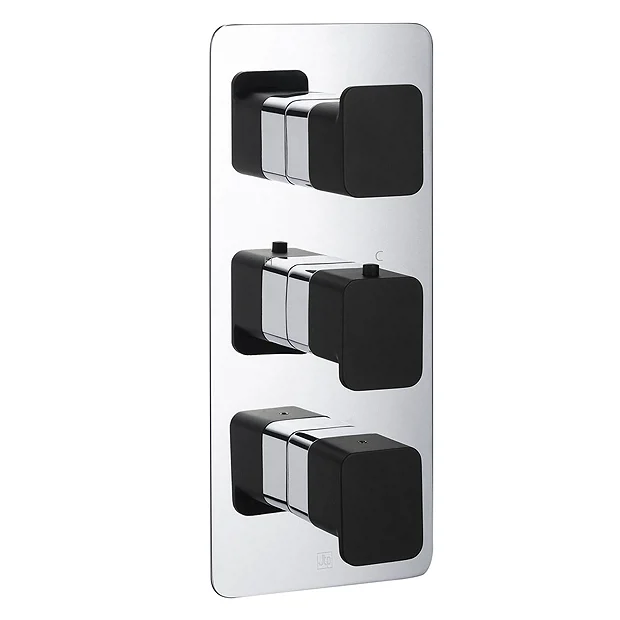 JTP Axel Twin Outlet Thermostatic Concealed Shower Valve Vertical With Matt Black Handles 3 JTP Axel Twin Outlet Thermostatic Concealed Shower Valve Vertical With Matt Black Handles