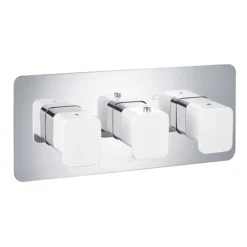 JTP Axel Twin Outlet Thermostatic Concealed Shower Valve Horizontal With Matt White Handles