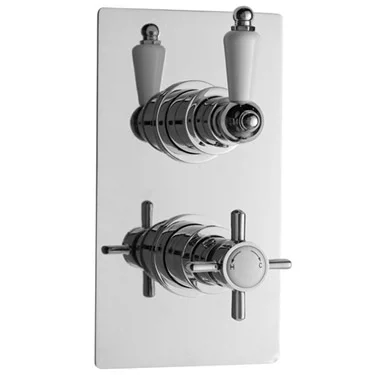 Ultra Beaumont Twin Concealed Thermostatic Valve W/ Tec 8" Apron Fixed Head 5 Ultra Beaumont Twin Concealed Thermostatic Valve W/ Tec 8" Apron Fixed Head - Image 3