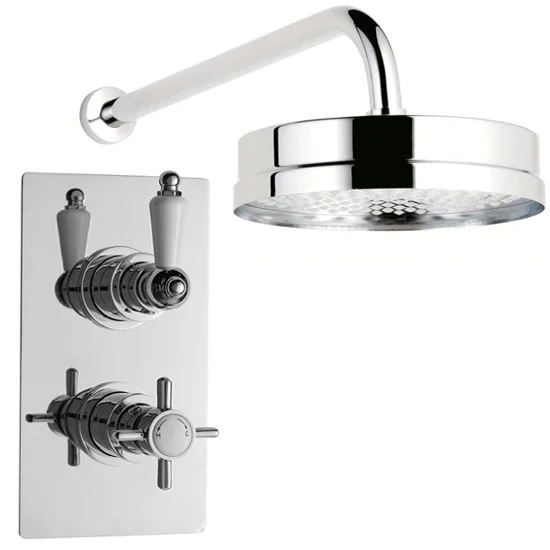 Ultra Beaumont Twin Concealed Thermostatic Valve W/ Tec 8" Apron Fixed Head 4 Ultra Beaumont Twin Concealed Thermostatic Valve W/ Tec 8" Apron Fixed Head - Image 2
