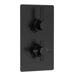 Hudson Reed Tec Pura Twin Concealed Thermostatic Shower Valve - Matt Black