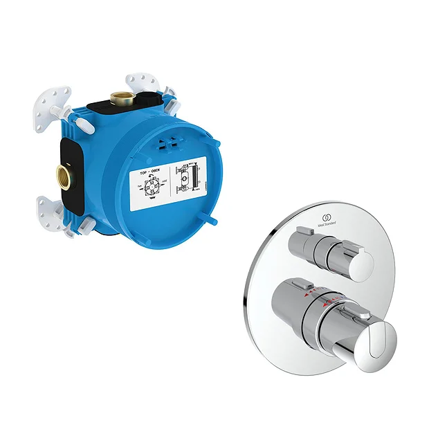 Ideal Standard Ceratherm T100 Chrome Built-In Thermostatic 1 Outlet Round Shower Mixer + Easybox 4 Ideal Standard Ceratherm T100 Chrome Built-In Thermostatic 1 Outlet Round Shower Mixer + Easybox - Image 2