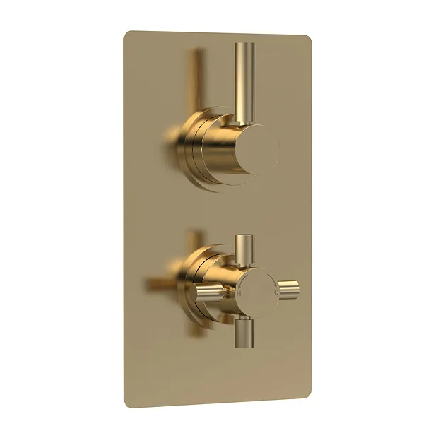 Hudson Reed Tec Pura Twin Concealed Thermostatic Shower Valve - Brushed Brass 3 Hudson Reed Tec Pura Twin Concealed Thermostatic Shower Valve - Brushed Brass