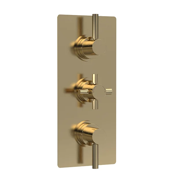 Hudson Reed Tec Pura Plus Concealed Thermostatic Triple Shower Valve With Diverter - Brushed Brass 3 Hudson Reed Tec Pura Plus Concealed Thermostatic Triple Shower Valve With Diverter - Brushed Brass