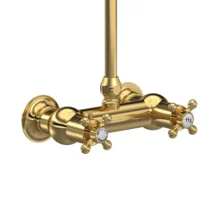 Hudson Reed Brushed Brass Thermostatic Shower Valve With Rigid Riser & Fixed Head -Triton Sales Store a8118 d1