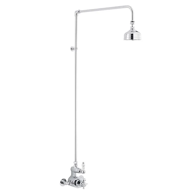 Traditional Twin Exposed Shower Valve & Rigid Riser Kit W 4" Apron Fixed Shower 5 Traditional Twin Exposed Shower Valve & Rigid Riser Kit W 4" Apron Fixed Shower - Image 3