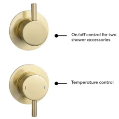 Arezzo Brushed Brass Concealed Individual Diverter + Thermostatic Control Valve With Handset + Ceiling Mounted Shower Head -Triton Sales Store arzbisvpk2 detail4