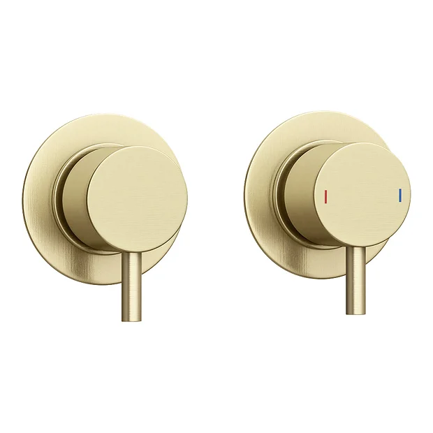 Arezzo Brushed Brass Concealed Individual Stop Tap + Thermostatic Control Valve With Wall Mounted Shower Head 5 Arezzo Brushed Brass Concealed Individual Stop Tap + Thermostatic Control Valve With Wall Mounted Shower Head - Image 3