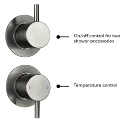 Arezzo Gunmetal Grey Concealed Individual Diverter + Thermostatic Control Valve With Handset + Wall Mounted Shower Head