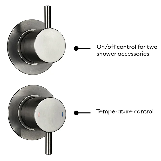 Arezzo Gunmetal Grey Concealed Individual Diverter + Thermostatic Control Valve With Handset + Wall Mounted Shower Head 3 Arezzo Gunmetal Grey Concealed Individual Diverter + Thermostatic Control Valve With Handset + Wall Mounted Shower Head