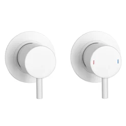 Arezzo Matt White Concealed Individual Diverter + Thermostatic Control Valve With Handset + Wall Mounted Shower Head -Triton Sales Store arzmwisvpk4 d3