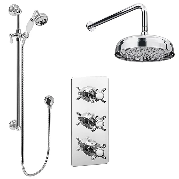 Astoria Traditional Concealed Shower Valve Incl. 8" Head With Arm & Slider Rail 5 Astoria Traditional Concealed Shower Valve Incl. 8" Head With Arm & Slider Rail - Image 3