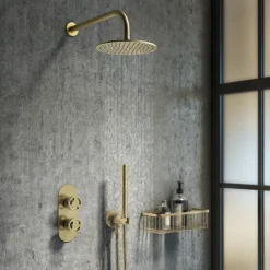 Arezzo Brushed Brass Industrial Style Round Modern Twin Concealed Shower Valve With Diverter 11 Arezzo Brushed Brass Industrial Style Round Modern Twin Concealed Shower Valve With Diverter -Triton Sales Store azbbiv2d3