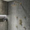 Arezzo Brushed Brass Industrial Style Round Modern Twin Concealed Shower Valve With Diverter