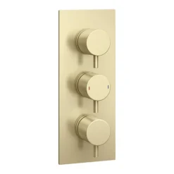 Arezzo Brushed Brass Round Thermostatic Shower Pack With 300mm Ceiling Mounted Head + Handset -Triton Sales Store azbbspk5 detail1