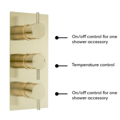 Arezzo Brushed Brass Round Thermostatic Shower Pack With 300mm Ceiling Mounted Head + Handset -Triton Sales Store azbbspk5 detaill