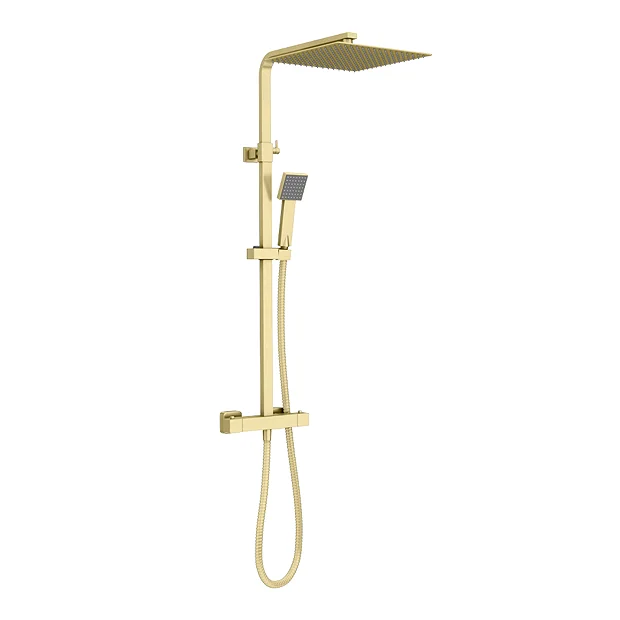 Arezzo Modern Square Thermostatic Shower (300 X 300mm Head - Brushed Brass) 6 Arezzo Modern Square Thermostatic Shower (300 X 300mm Head - Brushed Brass) - Image 4
