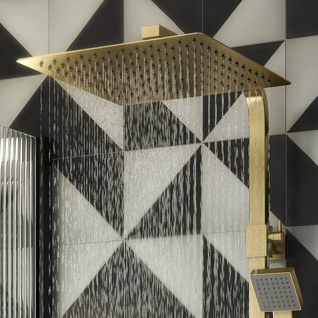 Arezzo Modern Square Thermostatic Shower (300 X 300mm Head - Brushed Brass) 3 Arezzo Modern Square Thermostatic Shower (300 X 300mm Head - Brushed Brass)