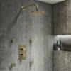 Arezzo Brushed Brass Round Modern Twin Concealed Shower Valve With Diverter -Triton Sales Store azbbsvd d6