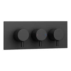 Arezzo Round Triple Concealed Thermostatic Shower Valve With Diverter - Matt Black -Triton Sales Store azblkr38d1
