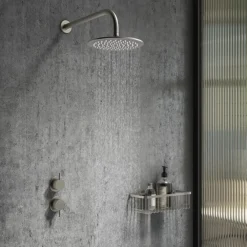 Arezzo Brushed Gunmetal Grey Concealed Individual Stop Tap + Thermostatic Control Shower Valve -Triton Sales Store azgm36nd3