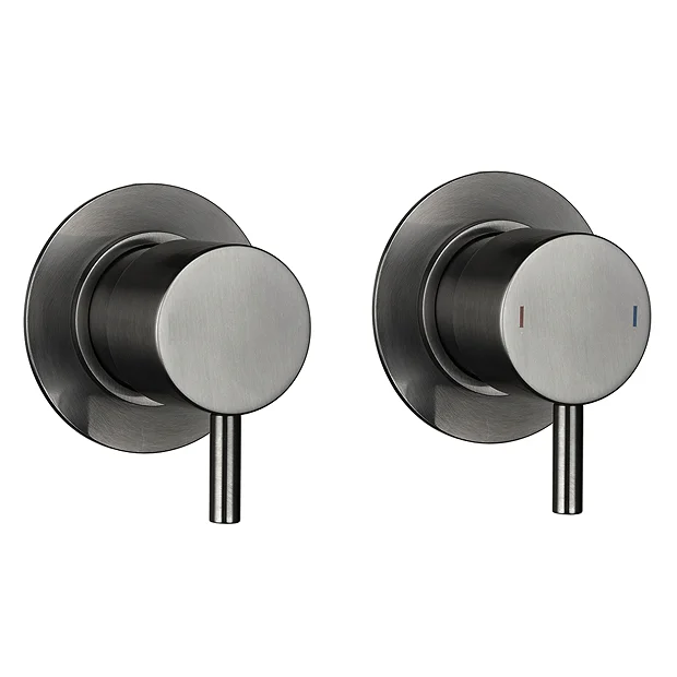 Arezzo Brushed Gunmetal Grey Concealed Individual Diverter + Thermostatic Control Shower Valve 3 Arezzo Brushed Gunmetal Grey Concealed Individual Diverter + Thermostatic Control Shower Valve