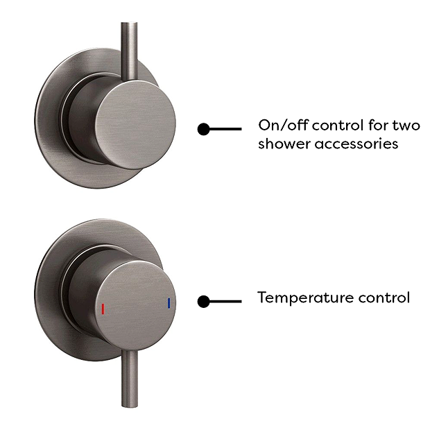 Arezzo Brushed Gunmetal Grey Concealed Individual Diverter + Thermostatic Control Shower Valve 6 Arezzo Brushed Gunmetal Grey Concealed Individual Diverter + Thermostatic Control Shower Valve - Image 4