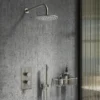 Arezzo Brushed Gunmetal Grey Round Modern Twin Concealed Shower Valve With Diverter