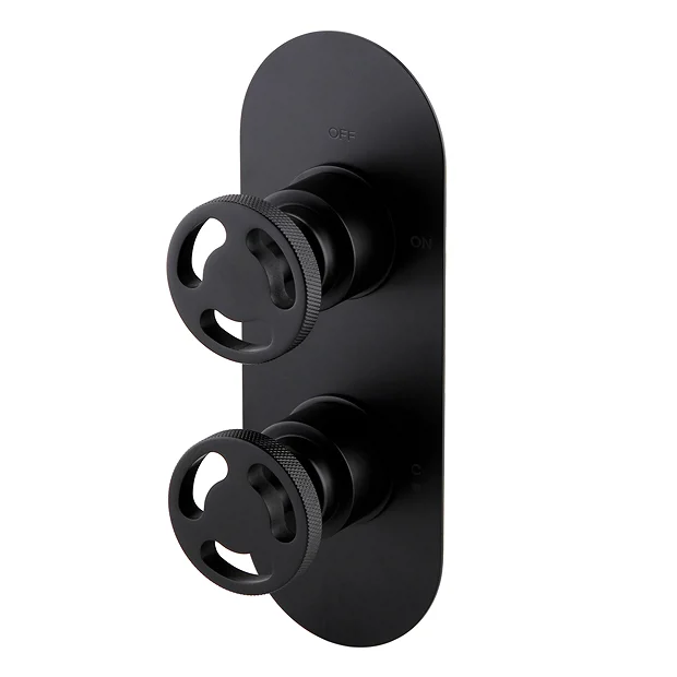 Arezzo Matt Black Industrial Style Round Modern Twin Concealed Shower Valve 4 Arezzo Matt Black Industrial Style Round Modern Twin Concealed Shower Valve - Image 2