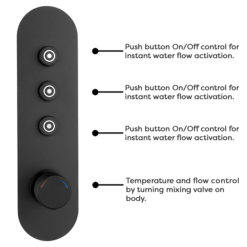 Arezzo Matt Black Industrial Style Push Button Shower Valve (3 Outlets) 9 Arezzo Matt Black Industrial Style Push Button Shower Valve (3 Outlets) -Triton Sales Store azpb03rmbd2