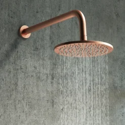 Arezzo Rose Gold Round Shower System (Twin Valve With Diverter, Wall Mounted Head + Handset)