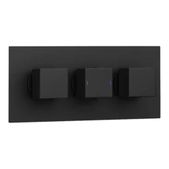 Arezzo Square Matt Black 2 Outlet Shower System (Fixed Shower Head + Overflow Bath Filler) -Triton Sales Store azs2ss n d2