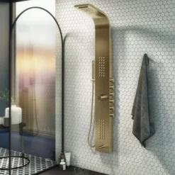 Arezzo Shower Tower Panel - Brushed Brass (Thermostatic) -Triton Sales Store azstp5bb n l