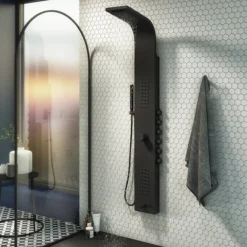 Arezzo Shower Tower Panel - Matt Black (Thermostatic) -Triton Sales Store azstp5mb n l