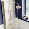 Arezzo Brushed Brass Dual Exposed Valve With Rigid Riser Kit, 195mm Shower Head, Handshower & Diverter -Triton Sales Store azsv4bberk2 d6