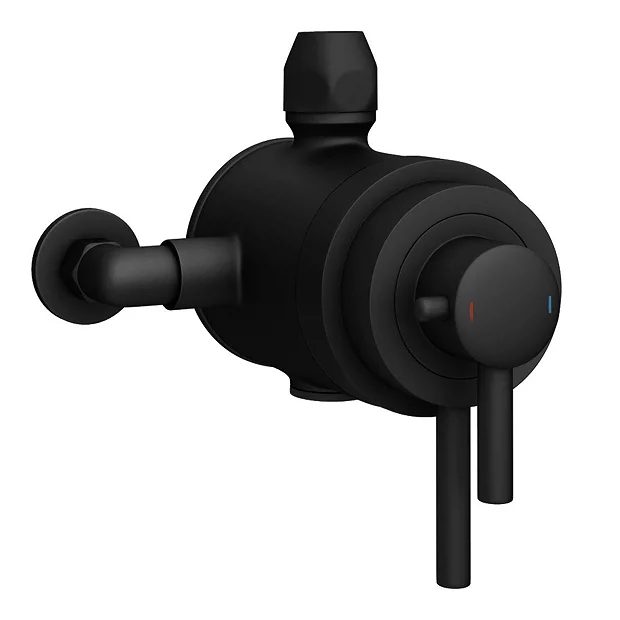Arezzo Matt Black Dual Exposed Valve With Rigid Riser Kit, 195mm Shower Head, Handshower & Diverter 6 Arezzo Matt Black Dual Exposed Valve With Rigid Riser Kit, 195mm Shower Head, Handshower & Diverter - Image 4