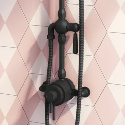 Arezzo Matt Black Dual Exposed Valve With Rigid Riser Kit, 195mm Shower Head, Handshower & Diverter 10 Arezzo Matt Black Dual Exposed Valve With Rigid Riser Kit, 195mm Shower Head, Handshower & Diverter -Triton Sales Store azsv4mberk2 d1