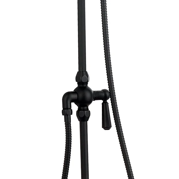 Arezzo Matt Black Dual Exposed Valve With Rigid Riser Kit, 195mm Shower Head, Handshower & Diverter 8 Arezzo Matt Black Dual Exposed Valve With Rigid Riser Kit, 195mm Shower Head, Handshower & Diverter - Image 6