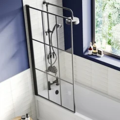 Arezzo Matt Black Dual Exposed Valve With Rigid Riser Kit, 195mm Shower Head, Handshower & Diverter