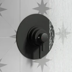 Arezzo Matt Black Round Concealed Dual Thermostatic Valve W. 200mm Shower Head -Triton Sales Store azsv4mbpk d2