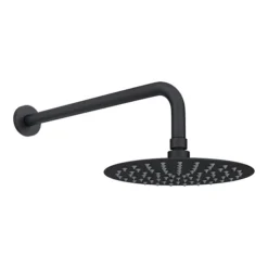Arezzo Matt Black Round Concealed Dual Thermostatic Valve W. 200mm Shower Head